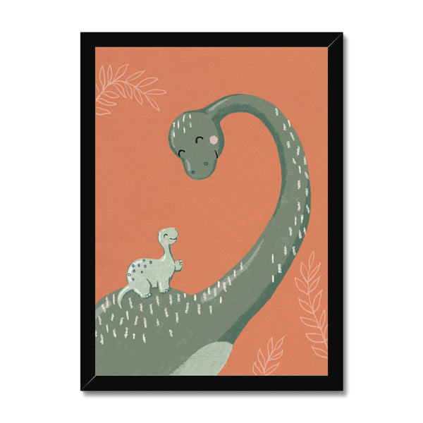 Diplodocus and Baby, Framed Print