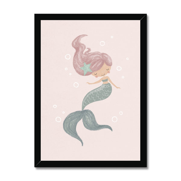 Mermaid, Framed Print, Pink