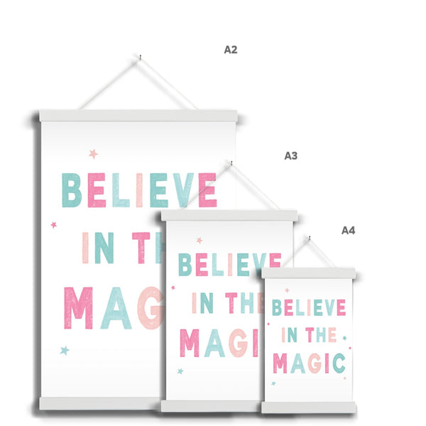 Believe In The Magic, Fine Art Print with Hanger, Pink & Teal