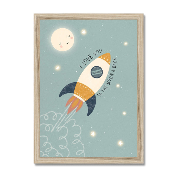 Rocket, Framed Print, Duck Egg