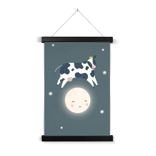 Cow Jumped Over The Moon, Fine Art Print with Hanger