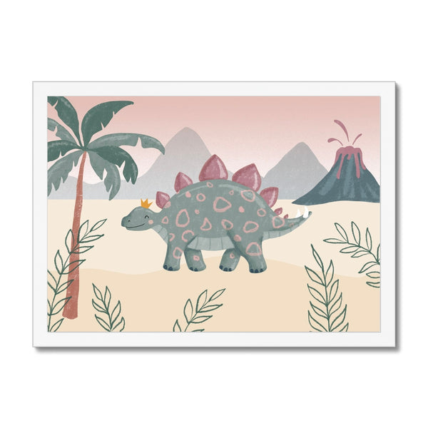 Stegosaurus, Framed Print, Pink