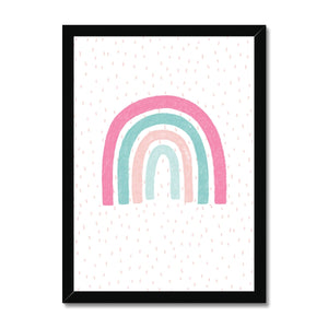 Rainbow, Framed Print, Pink & Teal