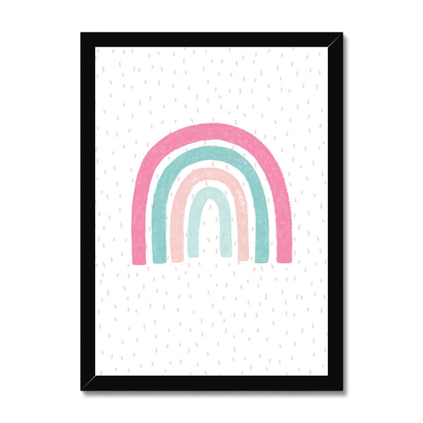 Rainbow, Framed Print, Pink & Teal