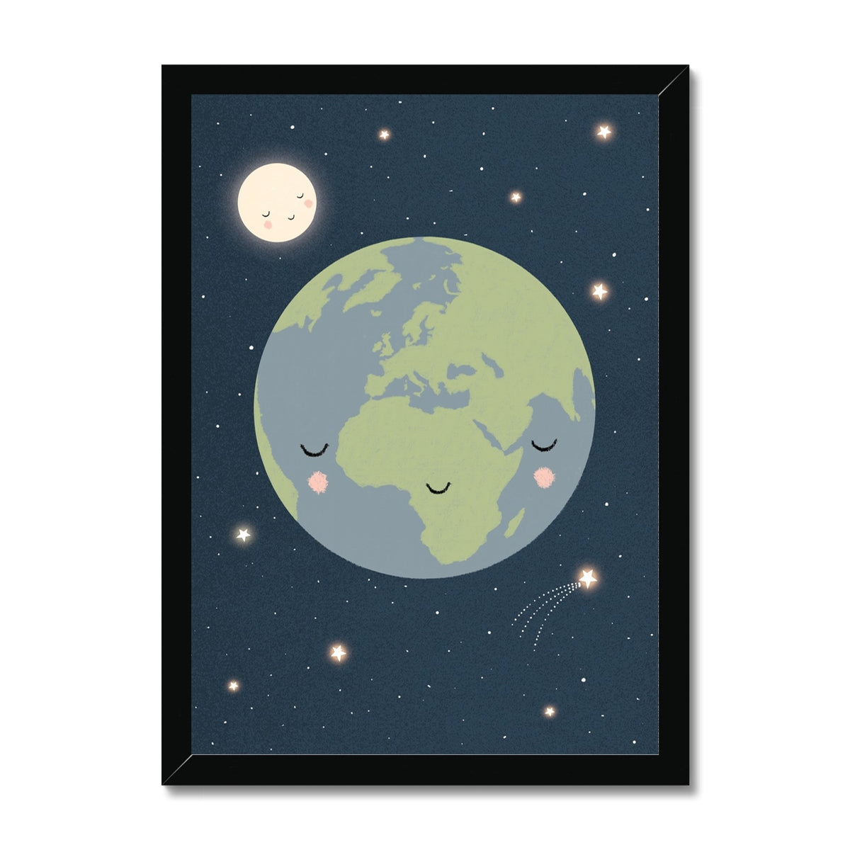 Earth, Framed Print, Navy