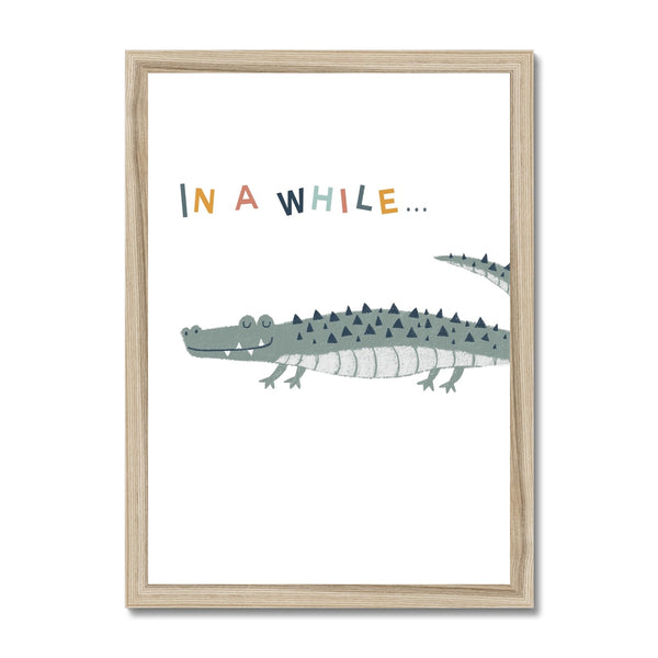 In a While Crocodile, Framed Print, White