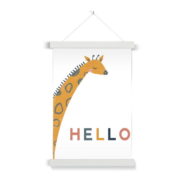 Giraffe, Fine Art Print with Hanger, White