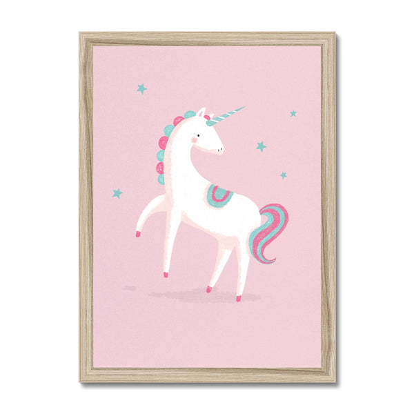 Unicorn, Framed Print,  Pink