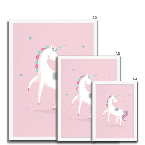 Unicorn, Framed Print,  Pink