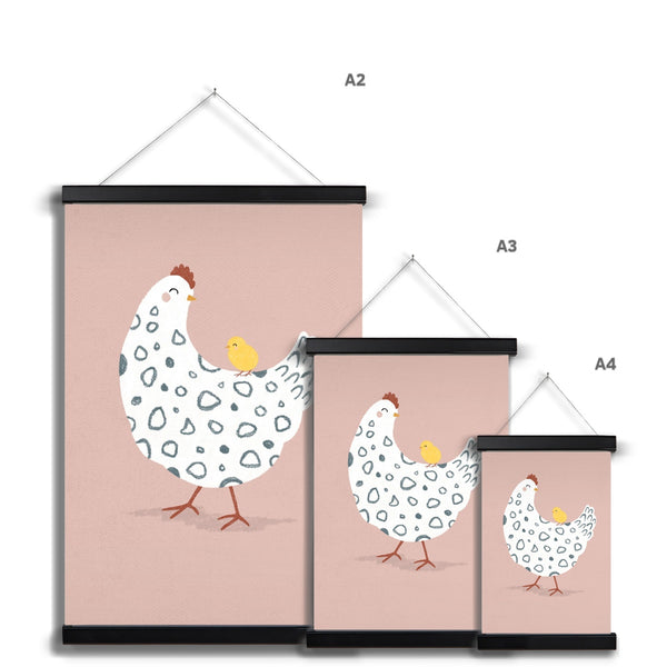 Chicken & Chick, Fine Art Print with Hanger