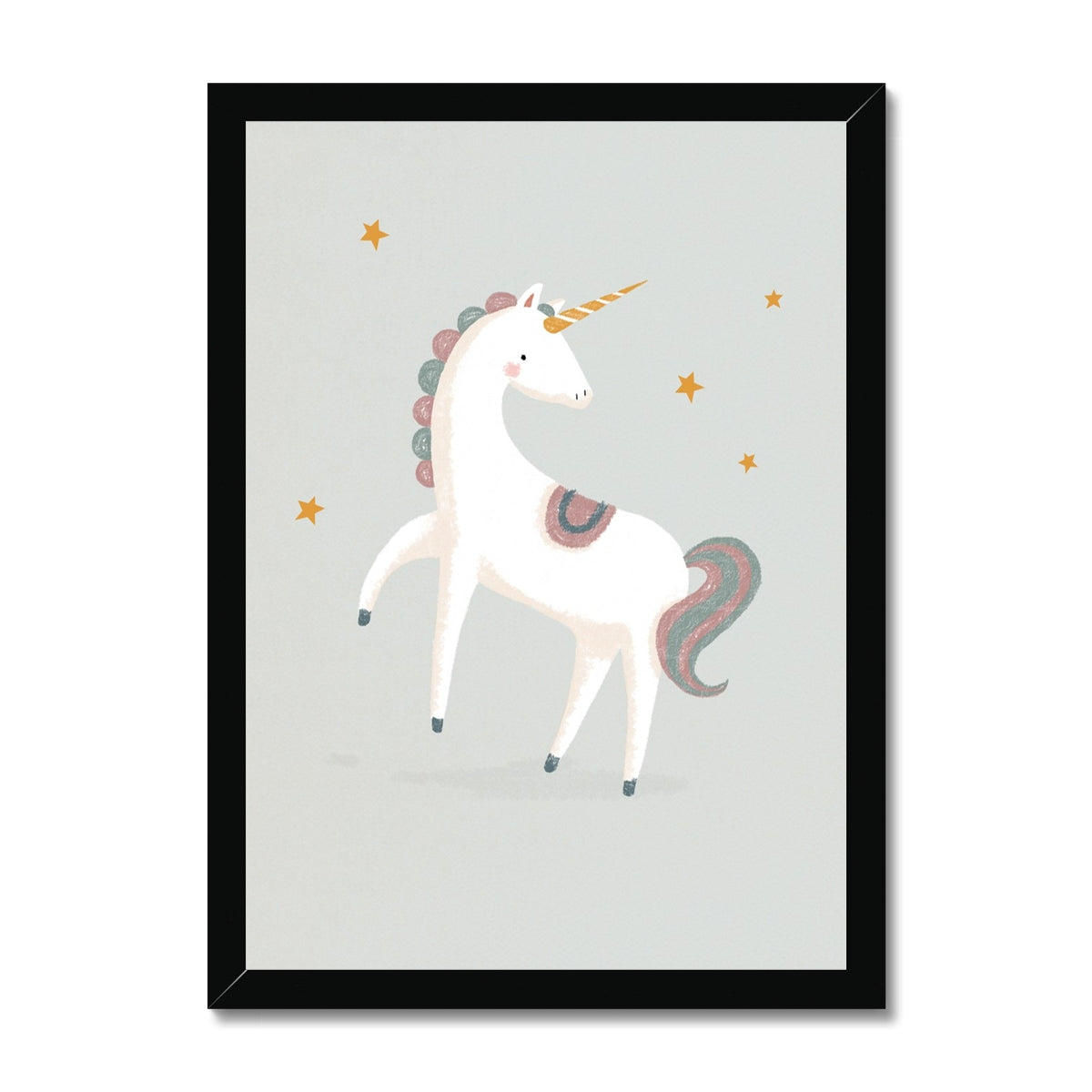 Unicorn, Framed Print, Grey