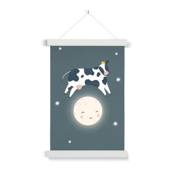 Cow Jumped Over The Moon, Fine Art Print with Hanger