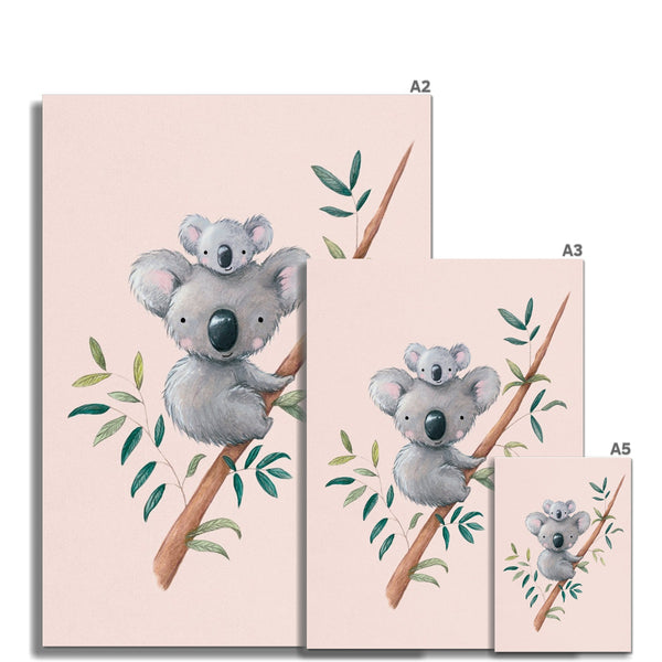 Koala, Fine Art Print, Pink