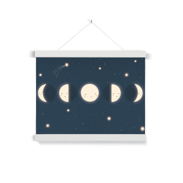 Moon Cycle, Fine Art Print with Hanger, Navy