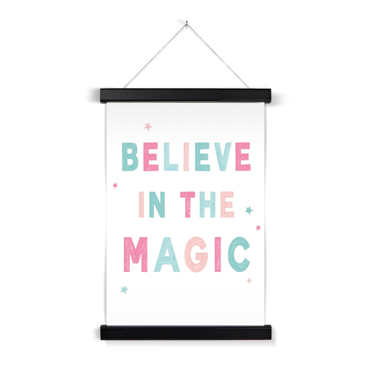 Believe In The Magic, Fine Art Print with Hanger, Pink & Teal