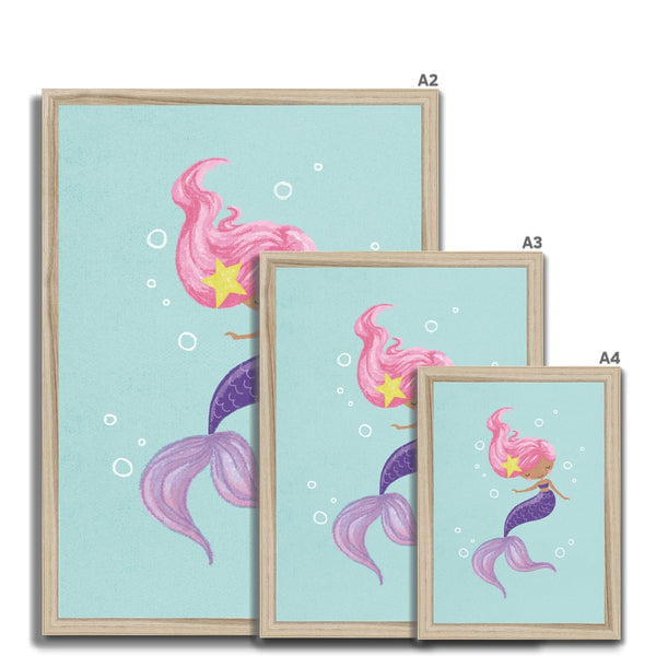 Mermaid, Framed Print, Aqua