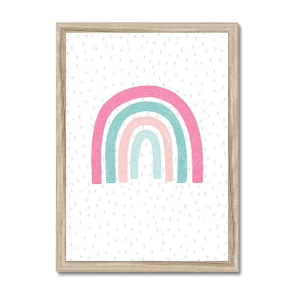 Rainbow, Framed Print, Pink & Teal