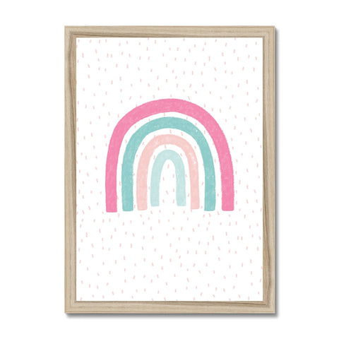 Rainbow, Framed Print, Pink & Teal