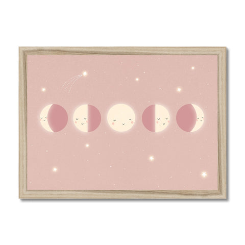 Moon Cycle, Framed Print, Pink