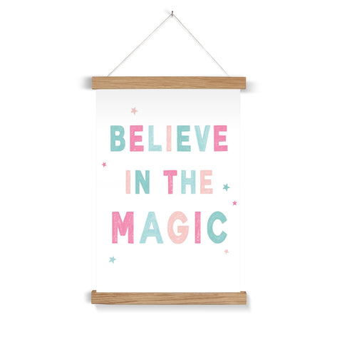 Believe In The Magic, Fine Art Print with Hanger, Pink & Teal