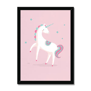 Unicorn, Framed Print,  Pink