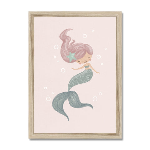 Mermaid, Framed Print, Pink