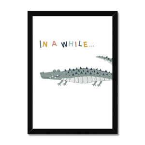 In a While Crocodile, Framed Print, White