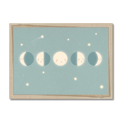 Moon Cycle, Framed Print, Duck Egg