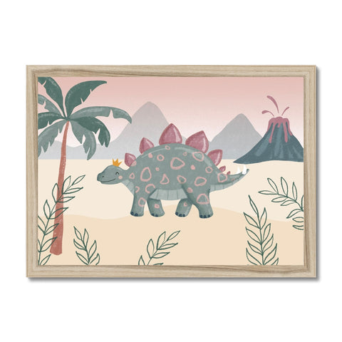 Stegosaurus, Framed Print, Pink