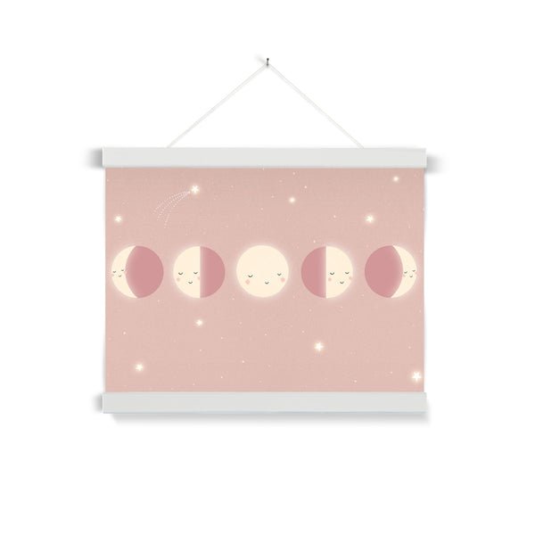 Moon Cycle, Fine Art Print with Hanger, Pink