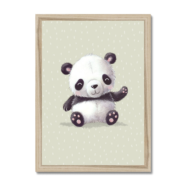 Panda, Framed Print, Green