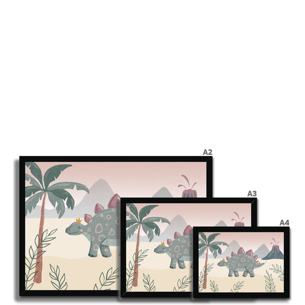 Stegosaurus, Framed Print, Pink