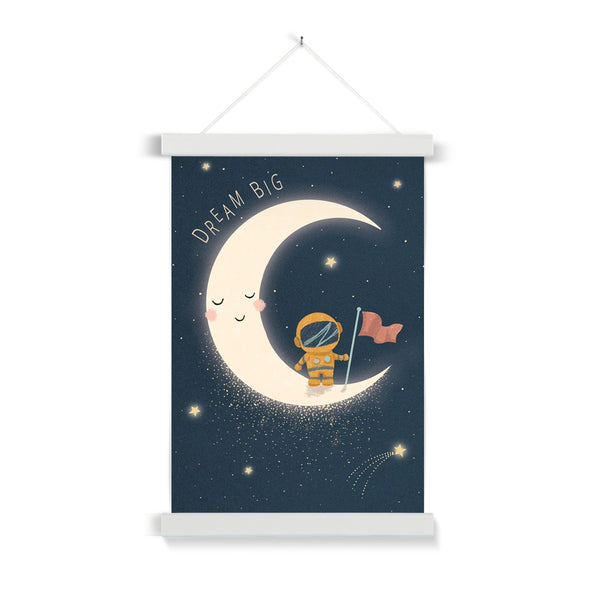 Astronaut On The Moon, Fine Art Print with Hanger