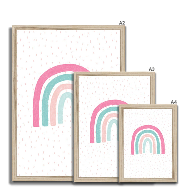 Rainbow, Framed Print, Pink & Teal