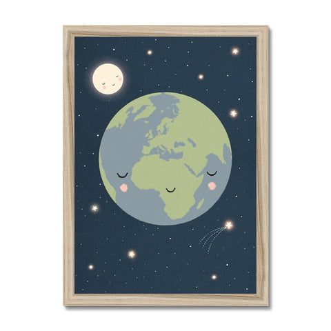 Earth, Framed Print, Navy