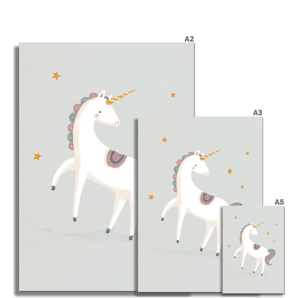 Unicorn, Fine Art Print, Grey