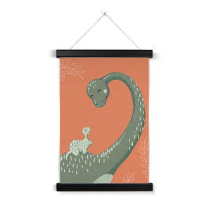 Diplodocus and Baby, Fine Art Print with Hanger