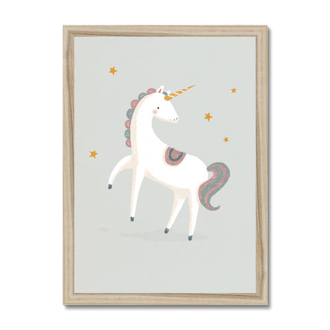 Unicorn, Framed Print, Grey