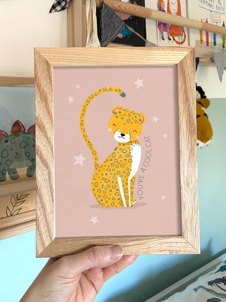 Cheetah, Framed Print, Pink