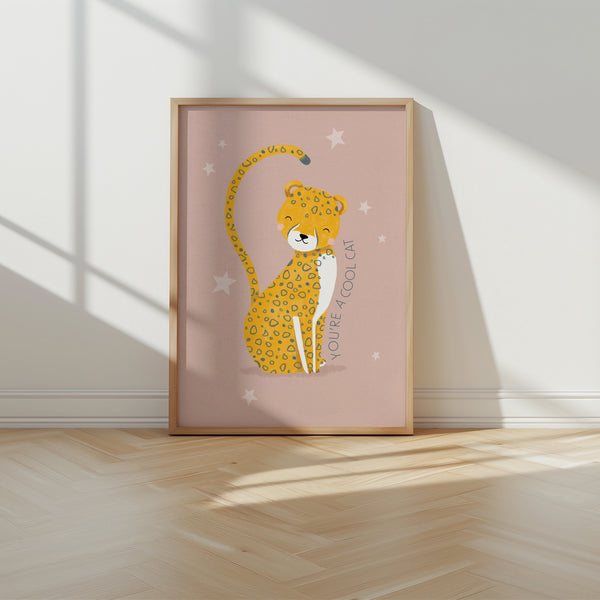 Cheetah, Framed Print, Pink