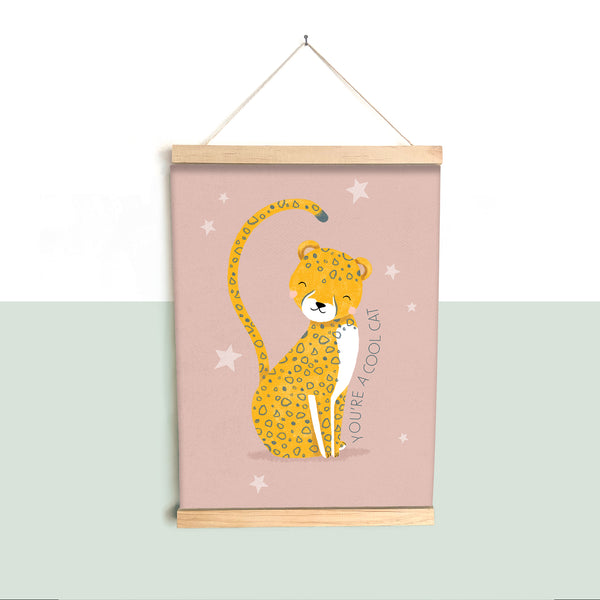 Cheetah, Fine Art Print with Hanger, Pink