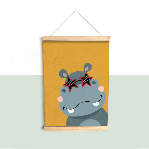 Hippo, Fine Art Print with Hanger