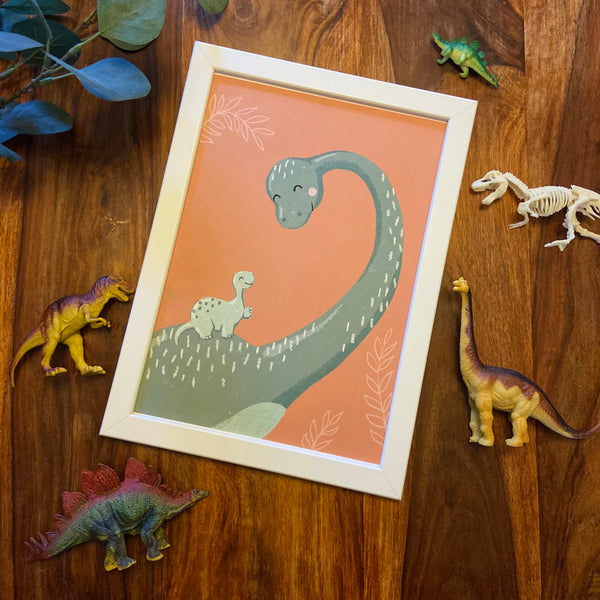 Diplodocus and Baby, Framed Print