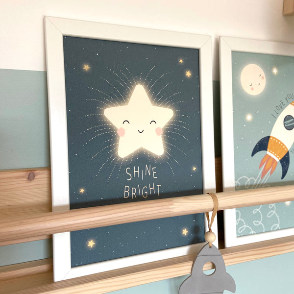 Star, Framed Print, Blue