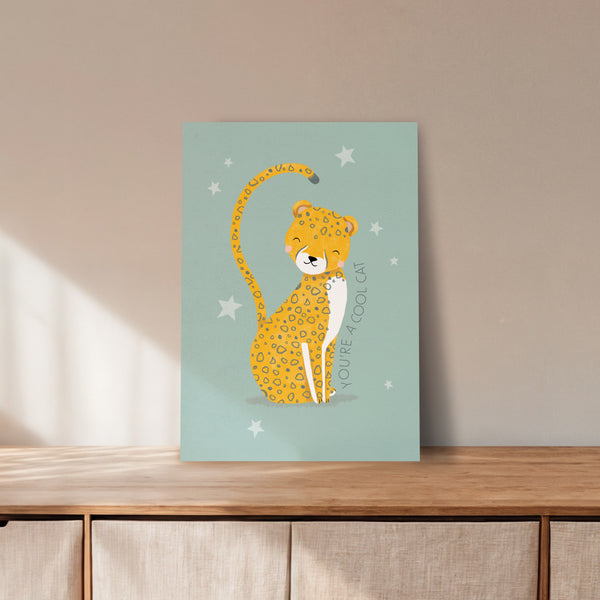 Cheetah, Fine Art Print, Blue