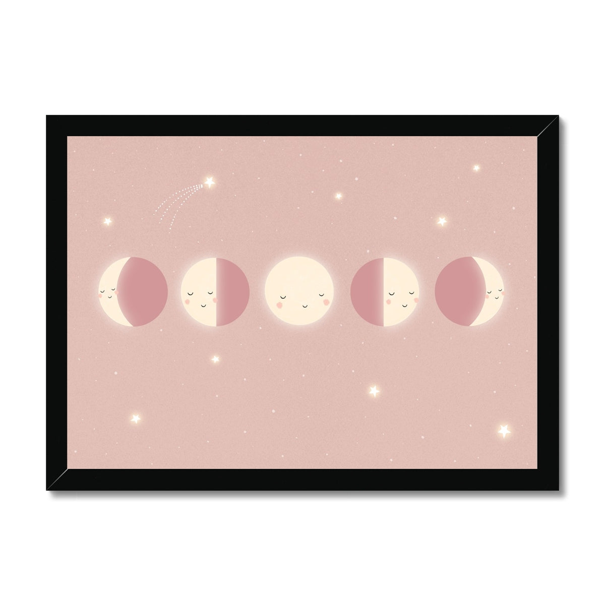 Moon Cycle, Framed Print, Pink