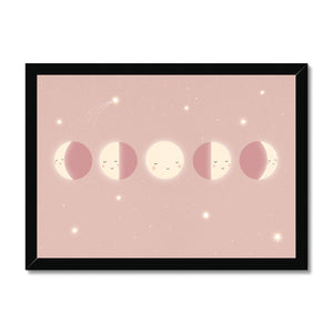 Moon Cycle, Framed Print, Pink