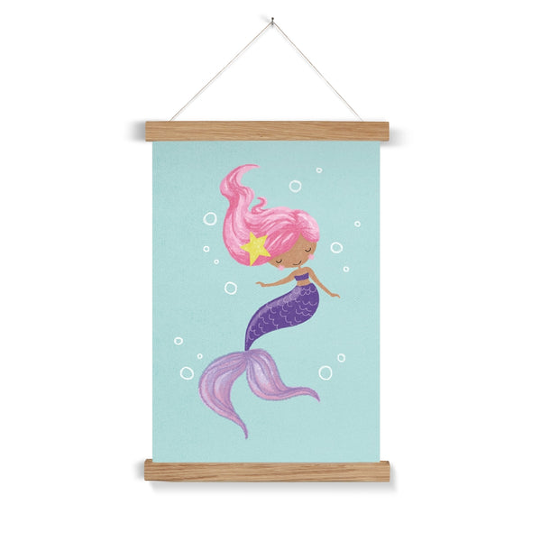 Mermaid, Fine Art Print with Hange, Aqua