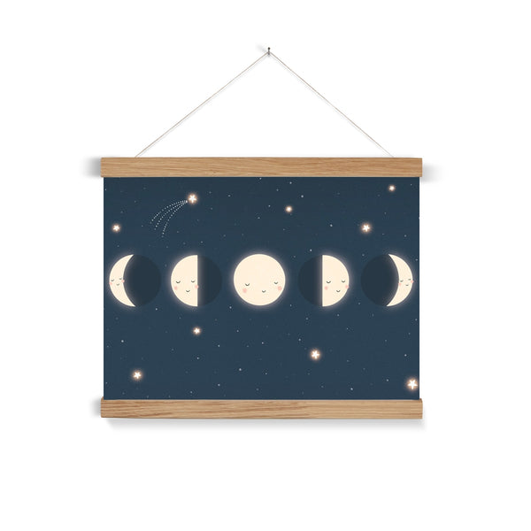 Moon Cycle, Fine Art Print with Hanger, Navy