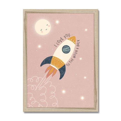 Rocket, Pink Framed, Print